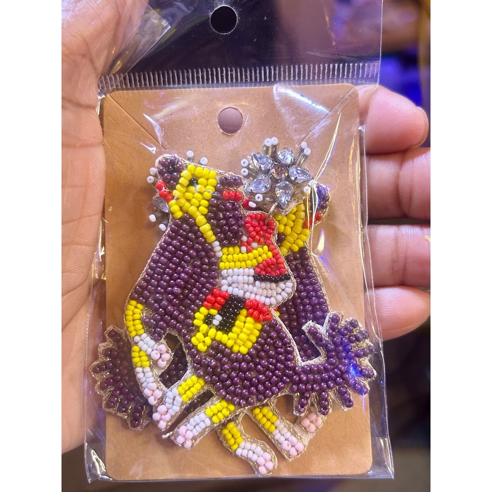 Handmade Beaded Horse Earrings Yellow Red Seed Bead Statement Jewelry NEW